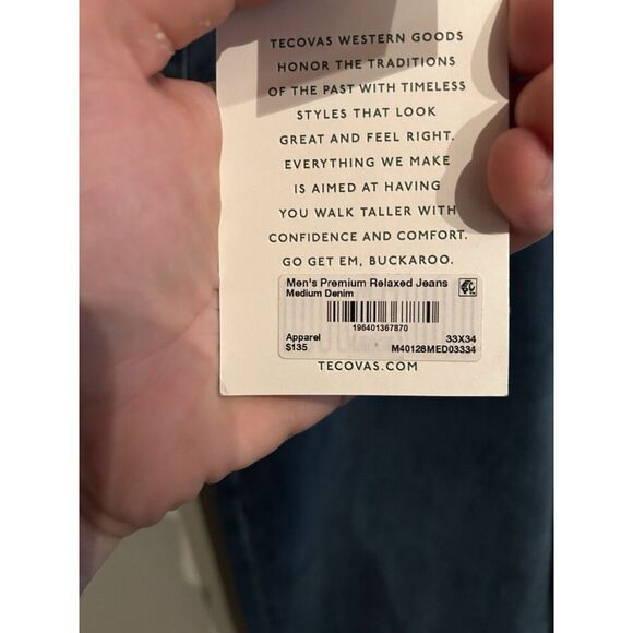 Tecocas Mens Premium Relaxed Jeans Medium Blue Wash Size 33 33x34 - Picture 2 of 6